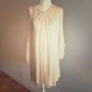 DVF silk cream dress with transparent sleeves Sz 0
